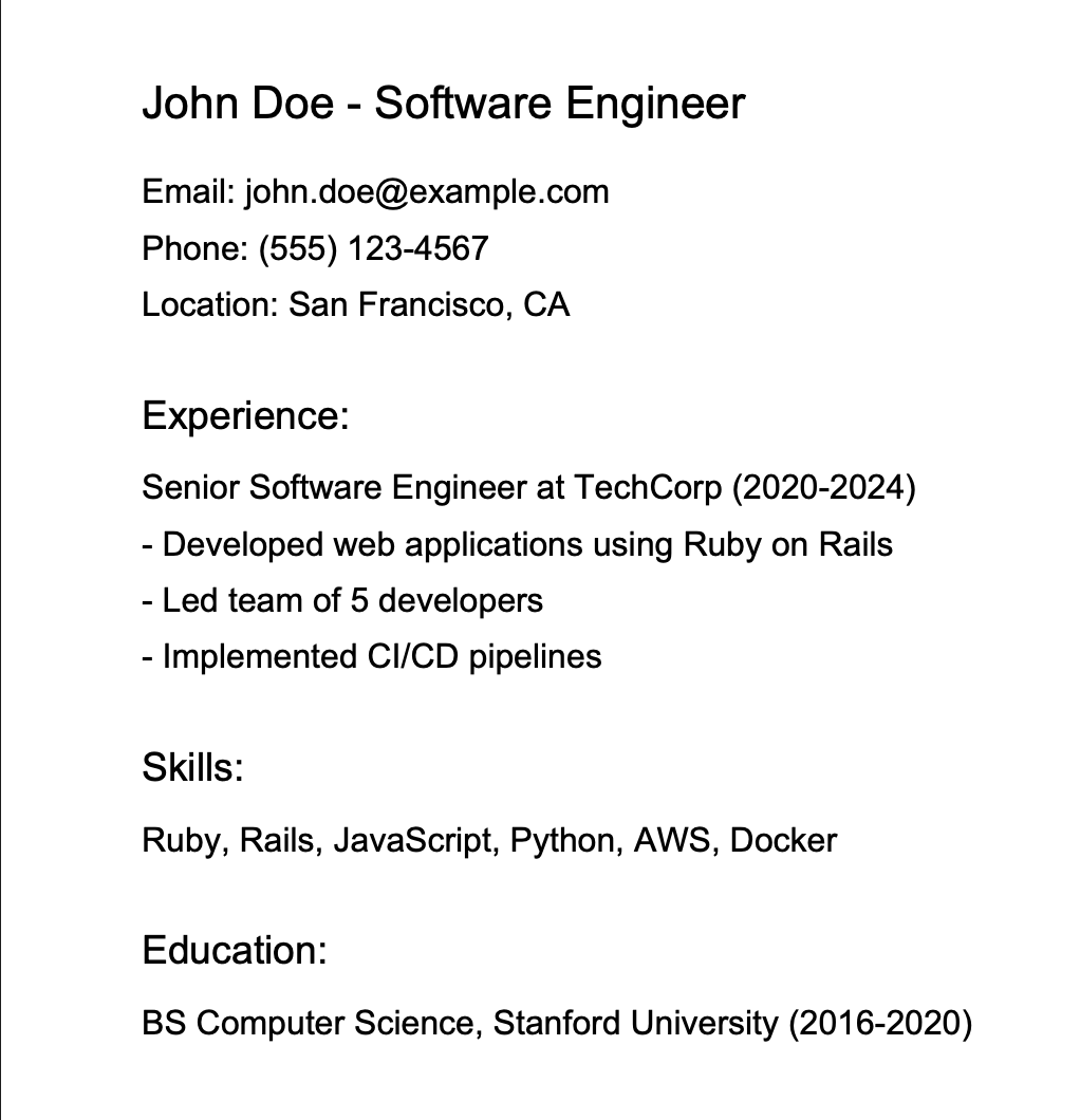 Sample Resume